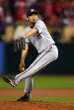 Milwaukee Brewers v St. Louis Cardinals - Game Three, St Louis, MO - October 12: Takashi Saito Fotografisk tryk af Dilip Vishwanat