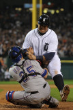 Texas Rangers v Detroit Tigers - Game Four, Detroit, MI - Oct. 12: Miguel Cabrera and Mike Napoli Photographic Print by Harry How