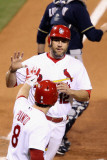 Milwaukee Brewers v Cardinals - G. Five, St Louis, MO - Oct. 14: Lance Berkman and Nick Punto Photographic Print by Christian Petersen