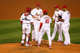 Brewers v St. Louis Cardinals - G. Four, St Louis, MO - Oct. 13: Kyle Lohse and Tony LaRussa Photographic Print by Dilip Vishwanat