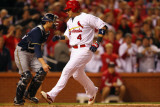 Milwaukee Brewers v Cardinals - G. Five, St Louis, MO - Oct. 14: Yadier Molina and Jonathan Lucroy Photographic Print by Dilip Vishwanat