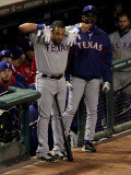 Texas Rangers v St Louis Cardinals, St Louis, MO - Oct. 27: Yorvit Torrealba and Ron Washington Photographic Print by Doug Pensinger