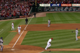 Rangers v Cardinals, St Louis, MO - Oct. 27: Alexi Ogando, Yadier Molina and Lance Berkman Photographic Print by Doug Pensinger