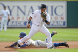 Texas Rangers v Detroit Tigers - Game Five, Detroit, MI - Oct. 13: Ian Kinsler and Ramon Santiago Photographic Print by Harry How
