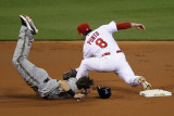 Brewers v St. Louis Cardinals - G. Three, St Louis, MO - Oct. 12: Mark Kotsay and Nick Punto Photographic Print by Jamie Squire