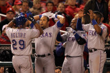 Texas Rangers v St Louis Cardinals, St Louis, MO - Oct. 27: Adrian Beltre and Yorvit Torrealba Photographic Print by Jamie Squire