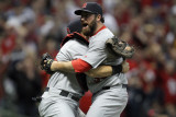Cardinals v Milwaukee Brewers - G. Six, Milwaukee, WI - Oct. 16: Jason Motte and Yadier Molina Photographic Print by Jonathan Daniel