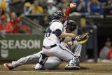 Cardinals v Milwaukee Brewers - G. Six, Milwaukee, WI - Oct. 16: Matt Holliday and Jonathan Lucroy Photographic Print by Jonathan Daniel