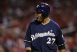 Milwaukee Brewers v St Louis Cardinals - Game Five, St Louis, MO - October 14: Carlos Gomez Photographic Print by Jamie Squire