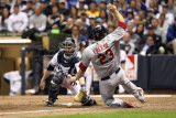 Cardinals v Milwaukee Brewers - G. Six, Milwaukee, WI - Oct. 16: David Freese and Jonathan Lucroy Photographic Print by Christian Petersen