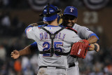 Texas Rangers v Detroit Tigers - Game Four, Detroit, MI - October 12: Neftali Feliz and Mike Napoli Photographic Print by Harry How