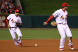 Texas Rangers v St Louis Cardinals, St Louis, MO - Oct. 27: David Freese and Rafael Furcal Photographic Print by Ezra Shaw