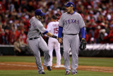 Texas Rangers v St Louis Cardinals, St Louis, MO - Oct. 27: Mike Adams and Mitch Moreland Photographic Print by Ezra Shaw