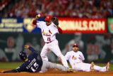 Brewers v Cardinals - G. Five, St Louis, MO - Oct. 14: Jerry Hairston Jr. and Rafael Furcal Photographic Print by Dilip Vishwanat