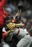 Cardinals v Brewers - Milwaukee, WI - Oct. 16: Jason Motte, Yadier Molina and Daniel Descalso Photographic Print by Jonathan Daniel