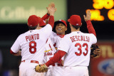 Brewers v Cardinals - G. Five - Oct. 14: Nick Punto, Adron Chambers and Daniel Descalso Photographic Print by Jamie Squire