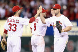 Brewers v St. Louis Cardinals - G. Three, St Louis, MO - Oct. 12: Daniel Descalso and Matt Holliday Photographic Print by Christian Petersen