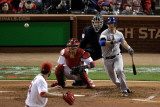 Texas Rangers v St Louis Cardinals, St Louis, MO - Oct. 27: Michael Young and Jaime Garcia Photographic Print by Rob Carr 