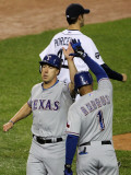 Texas Rangers v Detroit Tigers - Game Four, Detroit, MI - October 12: David Murphy and Elvis Andrus Photographic Print by Leon Halip