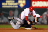 Milwaukee Brewers v Cardinals - G. Five, St Louis, MO - Oct. 14: Nick Punto and Carlos Gomez Photographic Print by Dilip Vishwanat