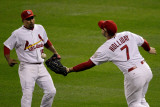 Texas Rangers v St Louis Cardinals, St Louis, MO - Oct. 27: Matt Holliday and Rafael Furcal Photographic Print by Rob Carr 