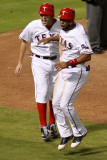 Detroit Tigers v Texas Rangers - Game Six, Arlington, TX - October 15: Ian Kinsler and Elvis Andrus Photographic Print by Ronald Martinez