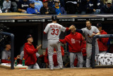 St Louis Cardinals v Milwaukee Brewers - Game Six, Milwaukee, WI - October 16: Daniel Descalso Photographic Print by Scott Boehm 