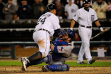 Texas Rangers v Detroit Tigers - Game Four, Detroit, MI - Oct. 12: Miguel Cabrera and Mike Napoli Photographic Print by Kevork Djansezian