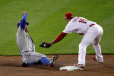 Texas Rangers v St Louis Cardinals, St Louis, MO - Oct. 27: David Murphy and Rafael Furcal Photographic Print by Rob Carr 