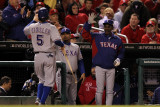 Texas Rangers v St Louis Cardinals, St Louis, MO - Oct. 27: Ian Kinsler and Ron Washington Photographic Print by Jamie Squire