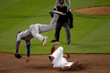 Texas Rangers v St Louis Cardinals, St Louis, MO - Oct. 27: Elvis Andrus and Matt Holliday Photographic Print by Rob Carr 