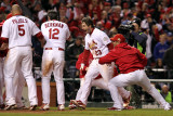 Rangers v Cardinals, St Louis, MO - Oct. 27: David Freese, Albert Pujols and Lance Berkman Photographie par Jamie Squire