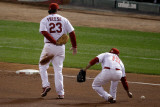 Texas Rangers v St Louis Cardinals, St Louis, MO - Oct. 27: David Freese and Rafael Furcal Photographic Print by Rob Carr 