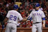 Texas Rangers v St Louis Cardinals, St Louis, MO - Oct. 27: Josh Hamilton and Adrian Beltre Photographic Print by Ezra Shaw