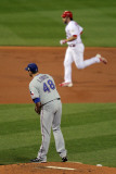 Texas Rangers v St Louis Cardinals, St Louis, MO - Oct. 27: Lance Berkman and Colby Lewis Photographic Print by Doug Pensinger