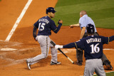 Brewers v St. Louis Cardinals - G. Four - Oct. 13: Jerry Hairston Jr. and George Kottaras Photographic Print by Dilip Vishwanat