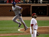 2011 G. 6 - Texas Rangers v St Louis Cardinals, St Louis, MO - Oct. 27: Nelson Cruz and Lance Lynn Photographic Print by Rob Carr 
