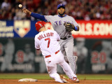 Texas Rangers v St Louis Cardinals, St Louis, MO - Oct. 27: Elvis Andrus and Matt Holliday Photographic Print by Jamie Squire