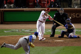 2011 G. 6 - Texas Rangers v St Louis Cardinals, St Louis, MO - Oct. 27: Jon Jay and Darren Oliver Photographic Print by Rob Carr 