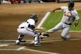 Cardinals v Milwaukee Brewers - G. Six, Milwaukee, WI - Oct. 16: Albert Pujols and Jonathan Lucroy Photographic Print by Scott Boehm 