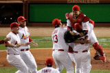 Game 7 - Rangers v Cardinals, St Louis, MO - October 28: Jason Motte and Yadier Molina Photographic Print by Rob Carr 