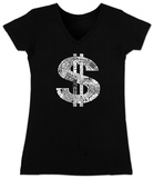 Juniors: V-Neck - Dollar Sign T-Shirts