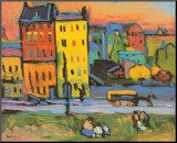 Houses in Munich, 1908 Lámina montada en tabla por Wassily Kandinsky Houses in Munich, 1908 Lámina montada en tabla por Wassily Kandinsky