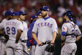 Game 7 - Rangers v Cardinals, St Louis, MO - October 28: Scott Feldman and Ron Washington Photographic Print by Ezra Shaw