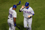 Game 7 - Rangers v Cardinals, St Louis, MO - October 28: Josh Hamilton and Adrian Beltre Photographic Print by Dilip Vishwanat