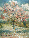 Melocotonero en flor Lámina montada en tabla por Vincent van Gogh