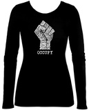 Women's Long Sleeve: Occupy Wall Street Fight The Power Fist T-Shirts