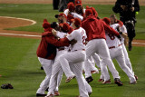 Game 7 - Rangers v Cardinals, St Louis, MO - October 28: Chris Carpenter and Allen Craig Photographic Print by Rob Carr 