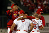 Game 7 - Rangers v Cardinals, St Louis, MO - October 28: Octavio Dotel and Albert Pujols Photographic Print by Michael Heiman