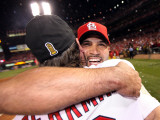 Game 7 - Rangers v Cardinals, St Louis, MO - October 28: Albert Pujols and Lance Berkman Photographic Print by Jamie Squire
